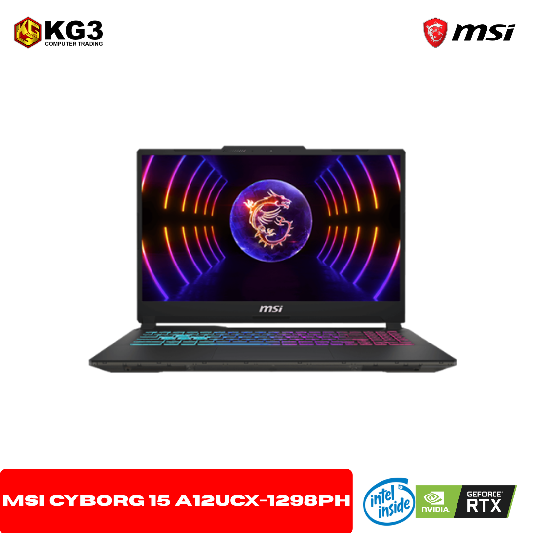 MSI Cyborg 15 A12UCX-1298PH Gaming Laptop (Translucent Black) | 15.6" FHD (1920x1080) 144Hz IPS | i5-12450H | 8GB RAM | 512GB SSD | RTX 2050 | Windows 11 Home + MSI Gaming Backpack