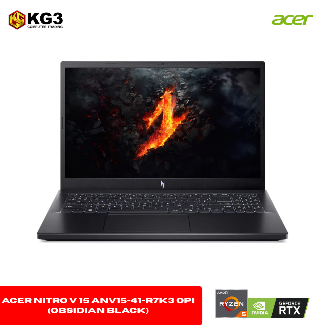 Acer Nitro V 15 ANV15-41-R7K3 OPI Gaming Laptop (Obsidian Black) | 15.6" FHD (1920x1080) 165Hz IPS | Ryzen 5 7535HS | 8GB RAM | 512GB SSD | RTX 2050 | Windows 11 Home